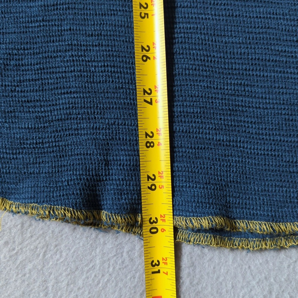 32 Bar Blues Henley Shirt Mens XL Blue Pique Cotton Knit Contrast Stitching - Picture 7 of 7
